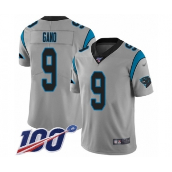 Men's Carolina Panthers #9 Graham Gano Silver Inverted Legend Limited 100th Season Football Jersey - Ujersey