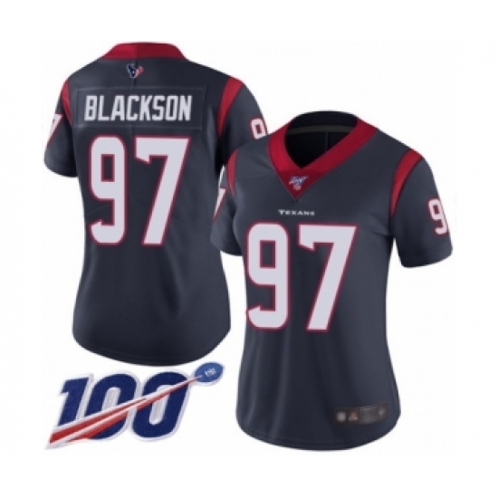 Women's Houston Texans #97 Angelo Blackson Navy Blue Team Color Vapor Untouchable Limited Player 100th Season Football Jersey - Ujersey