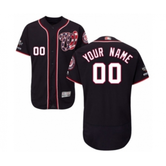 Men's Washington Nationals Customized Navy Blue Alternate Flex Base Authentic Collection 2019 World Series Champions Baseball Jersey - Ujersey