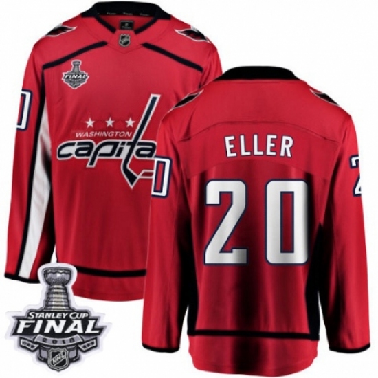 Youth Washington Capitals #20 Lars Eller Fanatics Branded Red Home Breakaway 2018 Stanley Cup Final NHL Jersey - Ujersey