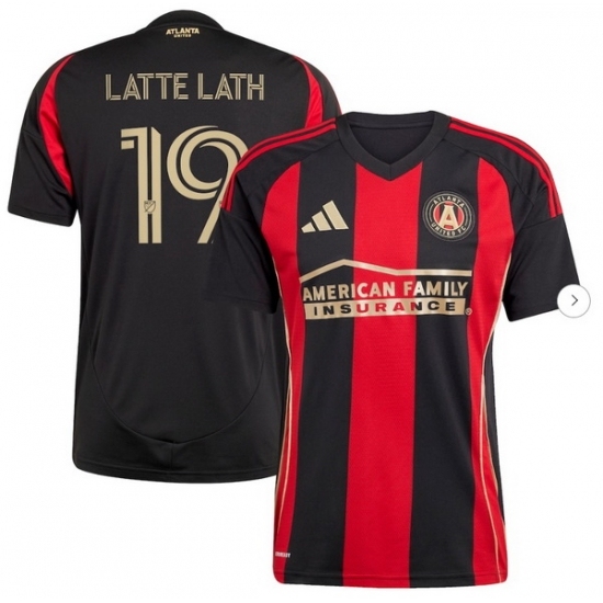 Men's Atlanta United FC Emmanuel Latte Lath adidas Black 2025 The Connector Replica Player Jersey - Ujersey