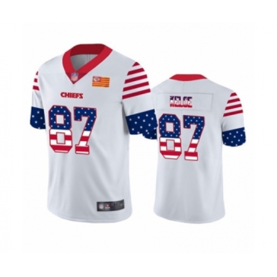 Men's Kansas City Chiefs #87 Travis Kelce Limited White Independence Day Football Jersey - Ujersey