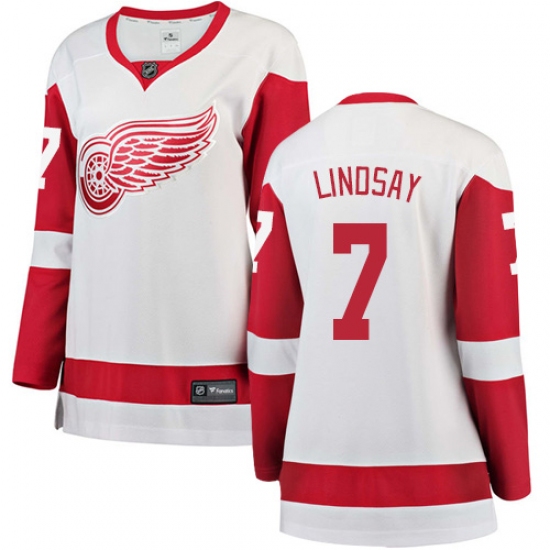 Women's Detroit Red Wings #7 Ted Lindsay Authentic White Away Fanatics Branded Breakaway NHL Jersey