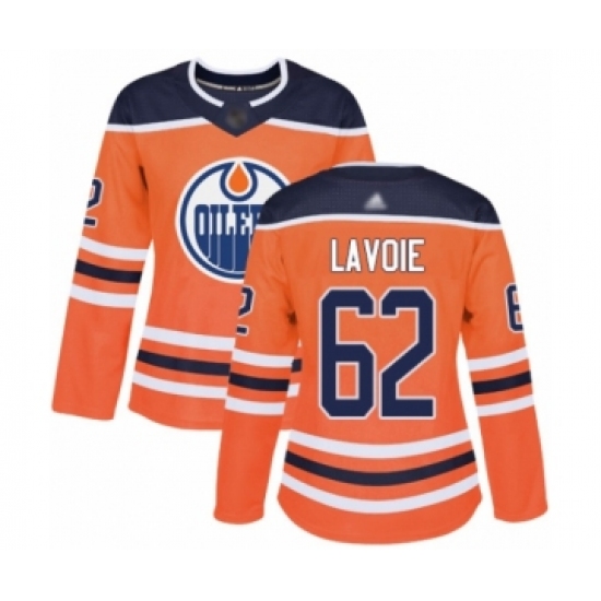 Women's Edmonton Oilers #62 Raphael Lavoie Authentic Orange Home Hockey Jersey - Ujersey