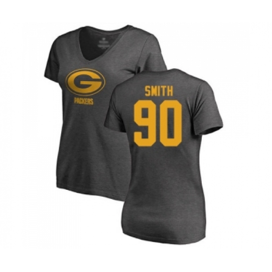 Football Women's Green Bay Packers #90 Za'Darius Smith Ash One Color T-Shirt - Ujersey