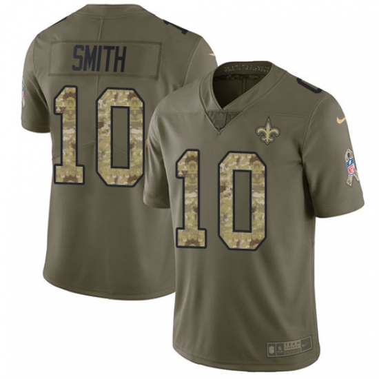 Men's Nike New Orleans Saints #10 Tre'Quan Smith Limited Olive Camo 2017 Salute to Service NFL Jersey - Ujersey