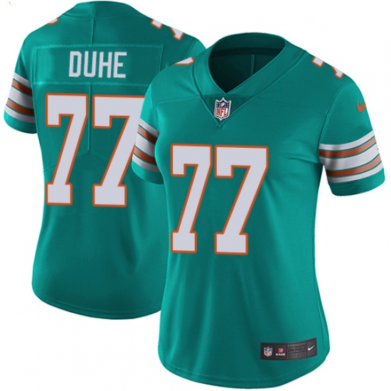 Women's Nike Miami Dolphins #77 Adam Joseph Duhe Elite Aqua Green Alternate NFL Jersey - Ujersey