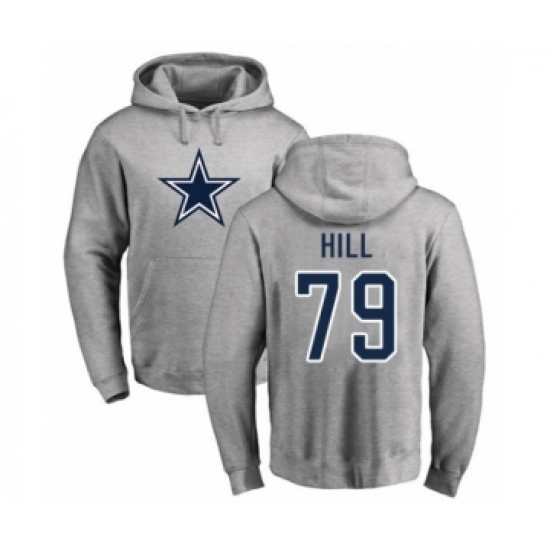Football Dallas Cowboys #79 Trysten Hill Ash Name & Number Logo Pullover Hoodie - Ujersey