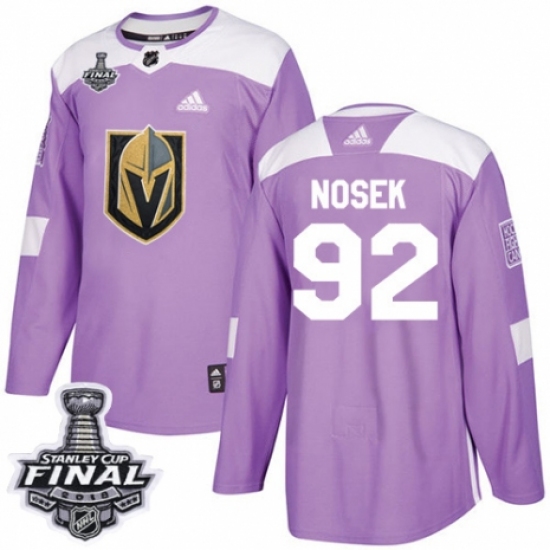 Youth Adidas Vegas Golden Knights #92 Tomas Nosek Authentic Purple Fights Cancer Practice 2018 Stanley Cup Final NHL Jersey - Ujersey