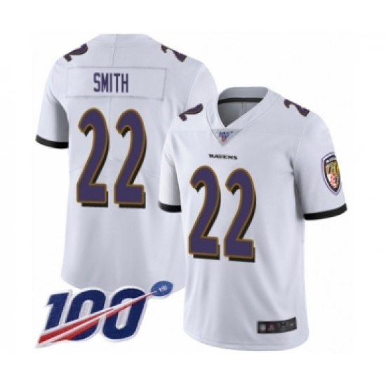 Men's Baltimore Ravens #22 Jimmy Smith White Vapor Untouchable Limited Player 100th Season Football Jersey - Ujersey