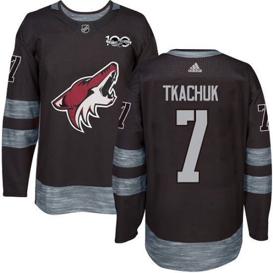 Men's Adidas Arizona Coyotes #7 Keith Tkachuk Authentic Black 1917-2017 100th Anniversary NHL Jersey