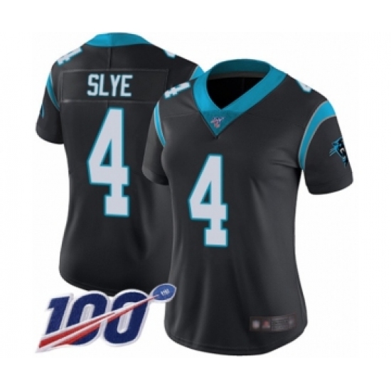 Women's Carolina Panthers #4 Joey Slye Black Team Color Vapor Untouchable Limited Player 100th Season Football Jersey - Ujersey
