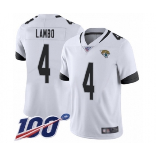 Men's Jacksonville Jaguars #4 Josh Lambo White Vapor Untouchable Limited Player 100th Season Football Jersey - Ujersey