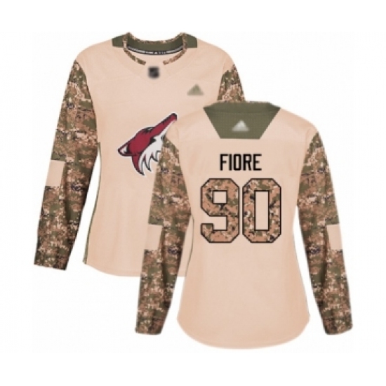 Women's Arizona Coyotes #90 Giovanni Fiore Authentic Camo Veterans Day Practice Hockey Jersey - Ujersey