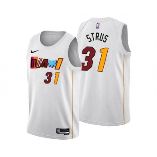 Men's Miami Heat #31 Max Strus 2022-23 White City Edition Stitched Jersey - Ujersey