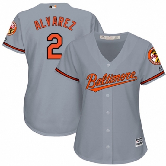 Women's Majestic Baltimore Orioles #2 Pedro Alvarez Authentic Grey Road Cool Base MLB Jersey - Ujersey