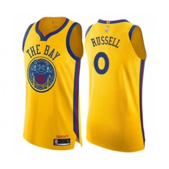 Men's Golden State Warriors #0 D'Angelo Russell Authentic Gold Basketball Jersey - City Edition - Ujersey