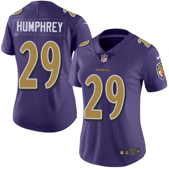 Women's Nike Baltimore Ravens #29 Marlon Humphrey Limited Purple Rush Vapor Untouchable NFL Jersey - Ujersey