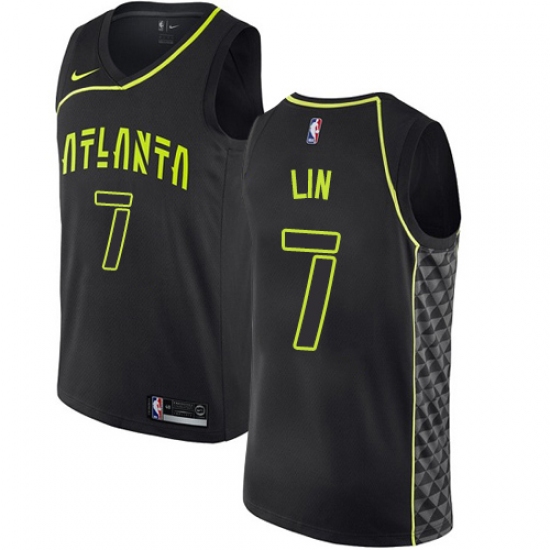 Men's Nike Atlanta Hawks #7 Jeremy Lin Swingman Black NBA Jersey - City Edition - Ujersey