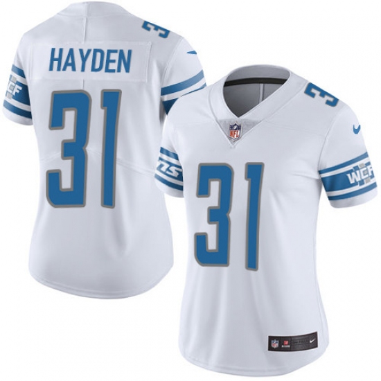 Women's Nike Detroit Lions #31 D.J. Hayden Limited White Vapor Untouchable NFL Jersey - Ujersey