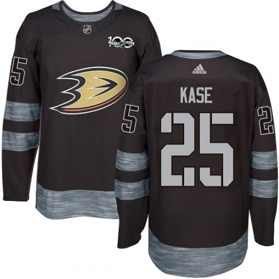 Men's Adidas Anaheim Ducks #25 Ondrej Kase Authentic Black 1917-2017 100th Anniversary NHL Jersey - Ujersey