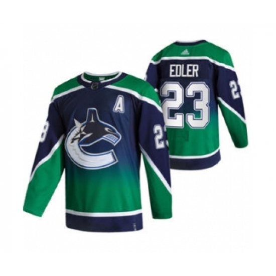 Men's Vancouver Canucks #23 Alexander Edler Green 2020-21 Reverse Retro Alternate Hockey Jersey - Ujersey