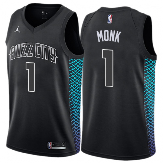 Men's Nike Jordan Charlotte Hornets #1 Malik Monk Authentic Black NBA Jersey - City Edition - Ujersey