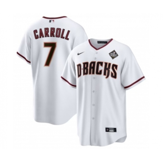 Men's Arizona Diamondbacks #7 Corbin Carroll White 2023 World Series Cool Base Stitched Baseball Jersey - Ujersey