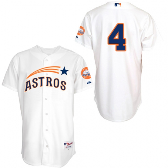 Men's Majestic Houston Astros #4 George Springer Replica White 1965 Turn Back The Clock MLB Jersey - Ujersey