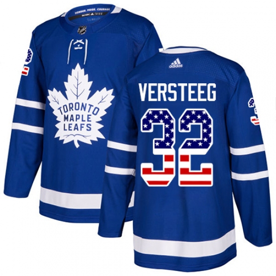 Men's Adidas Toronto Maple Leafs #32 Kris Versteeg Authentic Royal Blue USA Flag Fashion NHL Jersey - Ujersey
