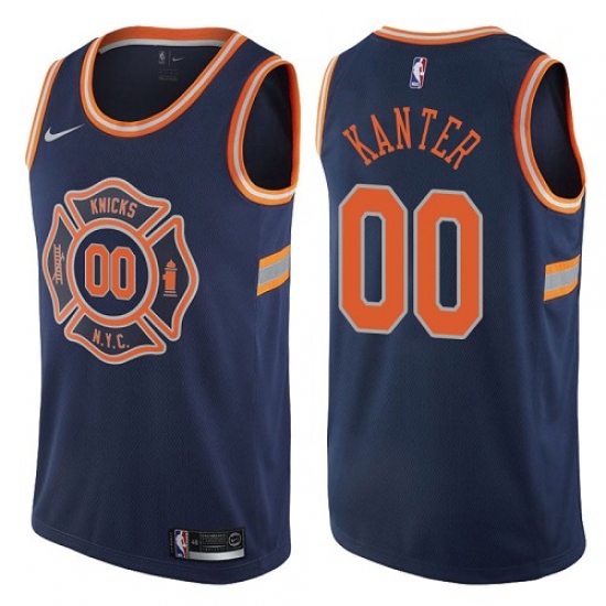 Youth Nike New York Knicks #00 Enes Kanter Swingman Navy Blue NBA Jersey - City Edition - Ujersey
