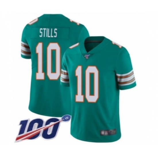 Men's Miami Dolphins #10 Kenny Stills Aqua Green Alternate Vapor Untouchable Limited Player 100th Season Football Jersey