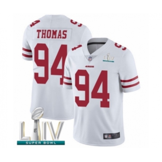 Men's San Francisco 49ers #94 Solomon Thomas White Vapor Untouchable Limited Player Super Bowl LIV Bound Football Jersey - Ujersey