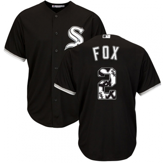 Men's Majestic Chicago White Sox #2 Nellie Fox Authentic Black Team Logo Fashion Cool Base MLB Jersey - Ujersey