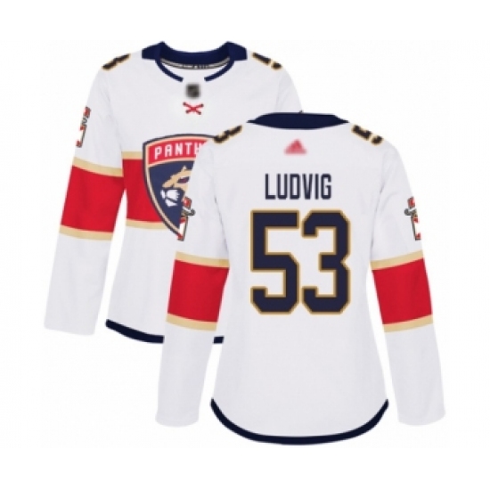 Women's Florida Panthers #53 John Ludvig Authentic White Away Hockey Jersey - Ujersey