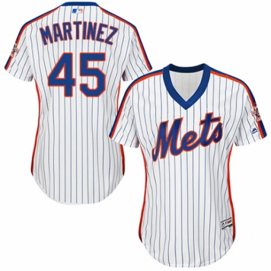 Women's Majestic New York Mets #45 Pedro Martinez Authentic White Alternate Cool Base MLB Jersey - Ujersey