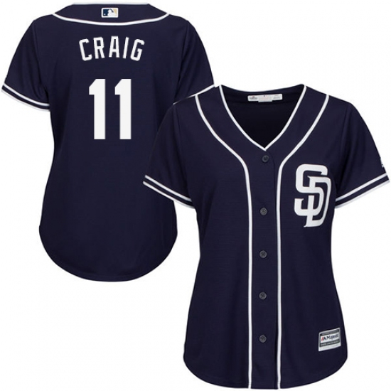 Women's Majestic San Diego Padres #11 Allen Craig Authentic Navy Blue Alternate 1 Cool Base MLB Jersey - Ujersey