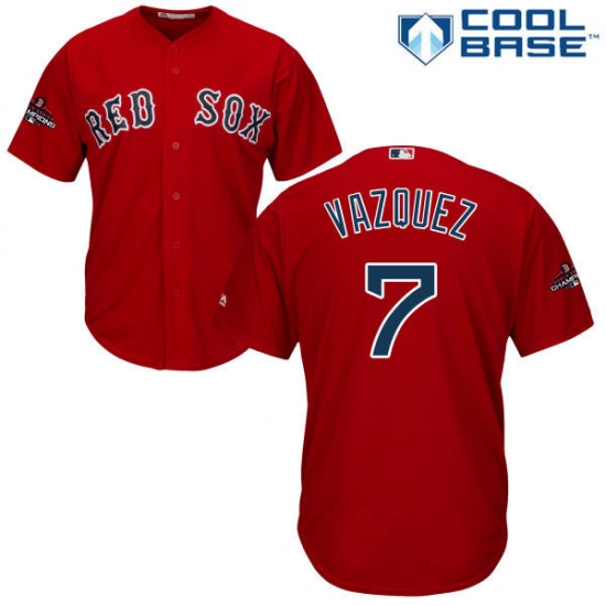 Youth Majestic Boston Red Sox #7 Christian Vazquez Authentic Red Alternate Home Cool Base 2018 World Series Champions MLB Jersey - Ujersey