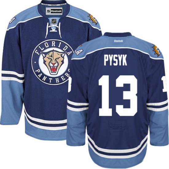 Men's Reebok Florida Panthers #13 Mark Pysyk Premier Navy Blue Third NHL Jersey - Ujersey