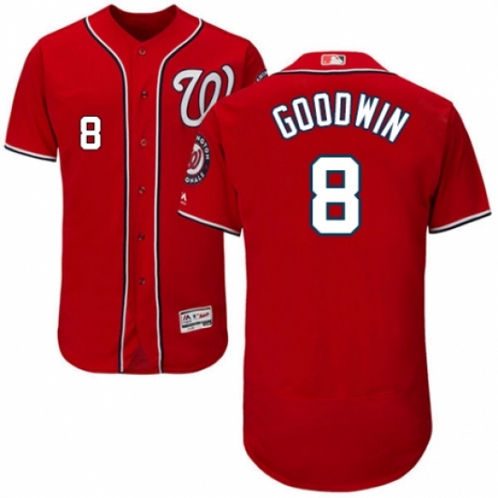 Men's Majestic Washington Nationals #8 Brian Goodwin Red Alternate Flex Base Authentic Collection MLB Jersey - Ujersey