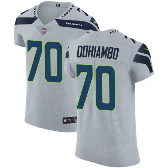 Men's Nike Seattle Seahawks #70 Rees Odhiambo Grey Alternate Vapor Untouchable Elite Player NFL Jersey - Ujersey