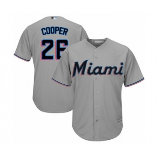 Youth Miami Marlins #26 Garrett Cooper Authentic Grey Road Cool Base Baseball Player Jersey - Ujersey
