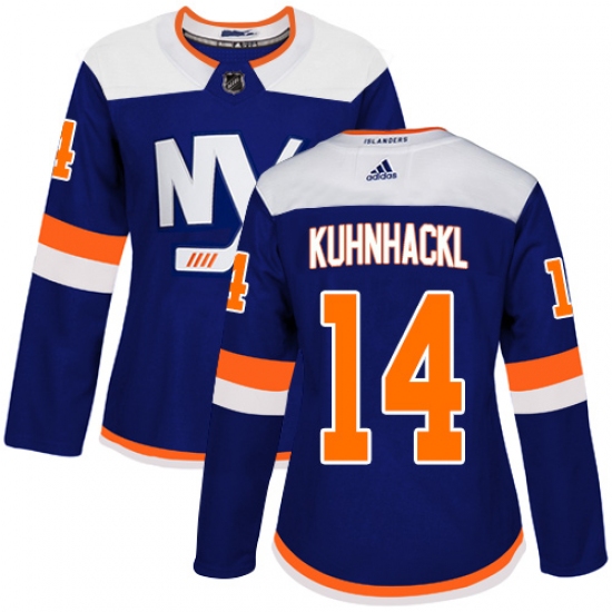 Women's Adidas New York Islanders #14 Tom Kuhnhackl Premier Blue Alternate NHL Jersey - Ujersey
