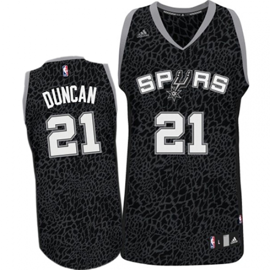 Men's Adidas San Antonio Spurs #21 Tim Duncan Swingman Black Crazy Light NBA Jersey - Ujersey