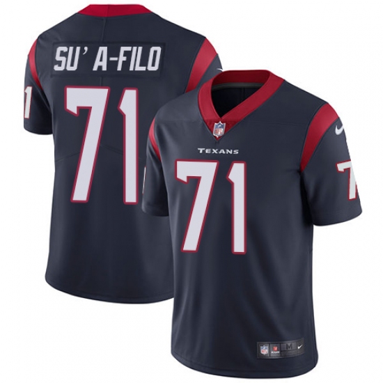 Men's Nike Houston Texans #71 Xavier Su'a-Filo Limited Navy Blue Team Color Vapor Untouchable NFL Jersey - Ujersey
