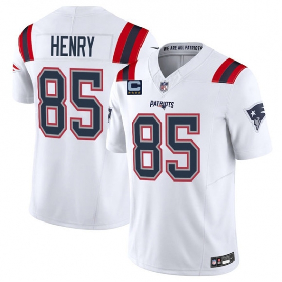 Men's New England Patriots #85 Hunter Henry White 2025 F.U.S.E. With 4-Star C Vapor Limited Stitched Jersey