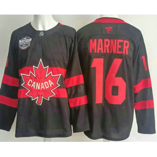 Men's Canada #16 Mitchell Marner Black 2025 4 Nations Face Off Authentic Jersey
