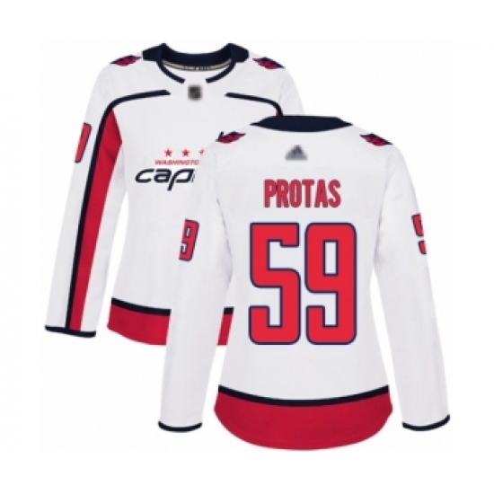 Women's Washington Capitals #59 Aliaksei Protas Authentic White Away Hockey Jersey - Ujersey