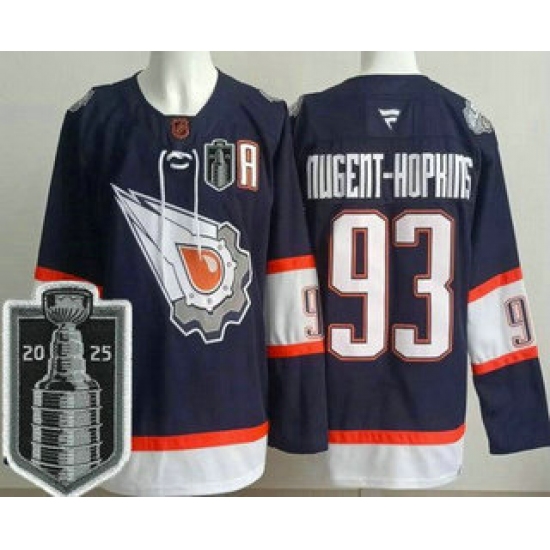 Men's Edmonton Oilers #93 Ryan Nugent Hopkins Navy Alternate 2025 Stanley Cup Final Authentic Jersey - Ujersey