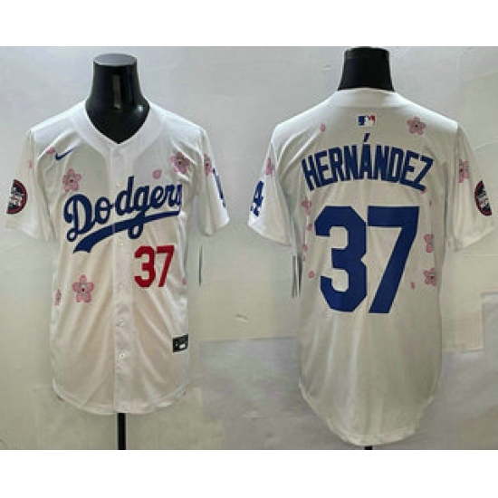 Men's Los Angeles Dodgers #37 Teoscar Hernandez White 2025 Tokyo Series Limited Jersey - Ujersey